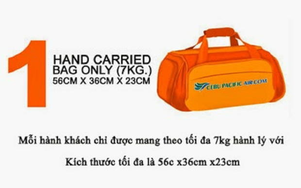 Hành lý mang lên máy bay Cebu bao nhiêu kg?